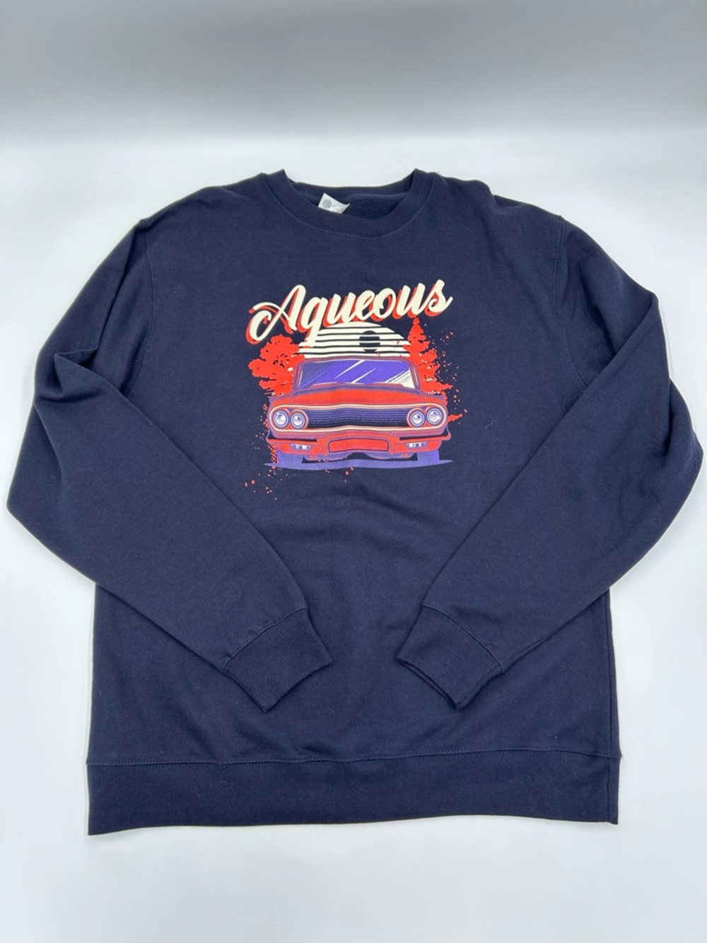 Navy 'Aqueous' Graphic Crewneck Sweatshirt- Men's L NWOT